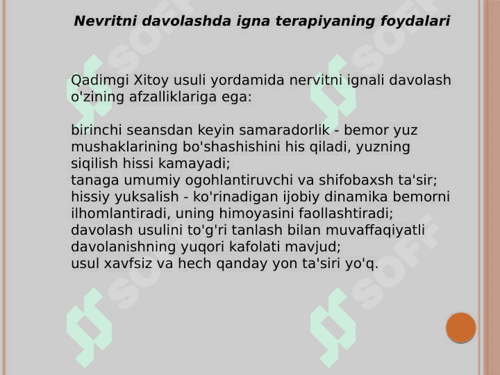 Uch shoxli nerv nevralgiyasida igna refleksoterapiya nuqtalari topografiyasi 3