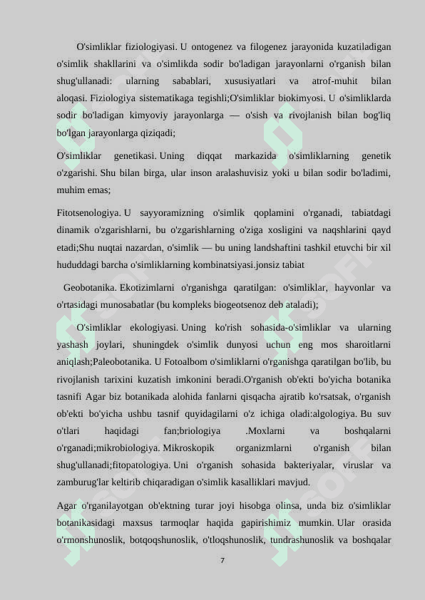 Gulli o'simliklarning jinsiy kopayishi. Jins determinasiyasi 7