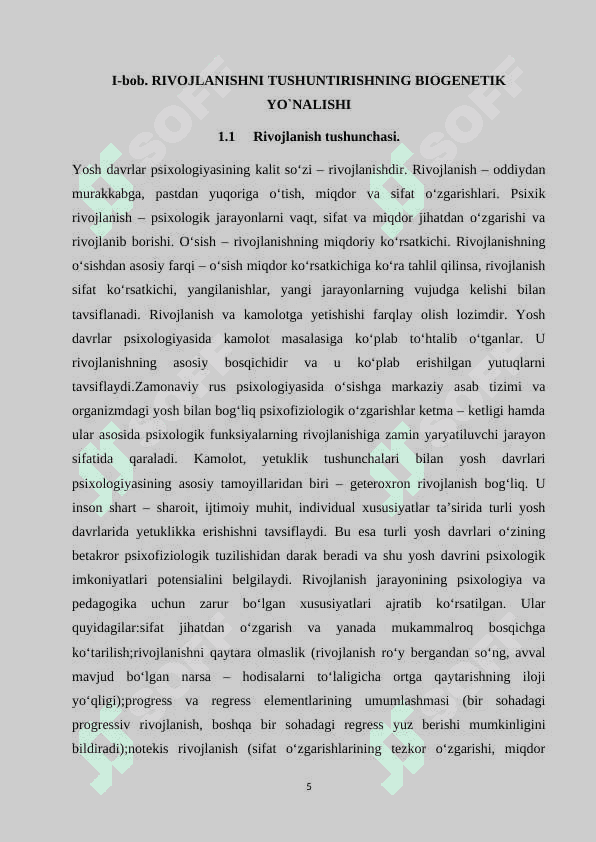 Rivojlanishni tushuntirishning biogenetik yo’nalishi (S.Xoll konsepsiyasi) 5