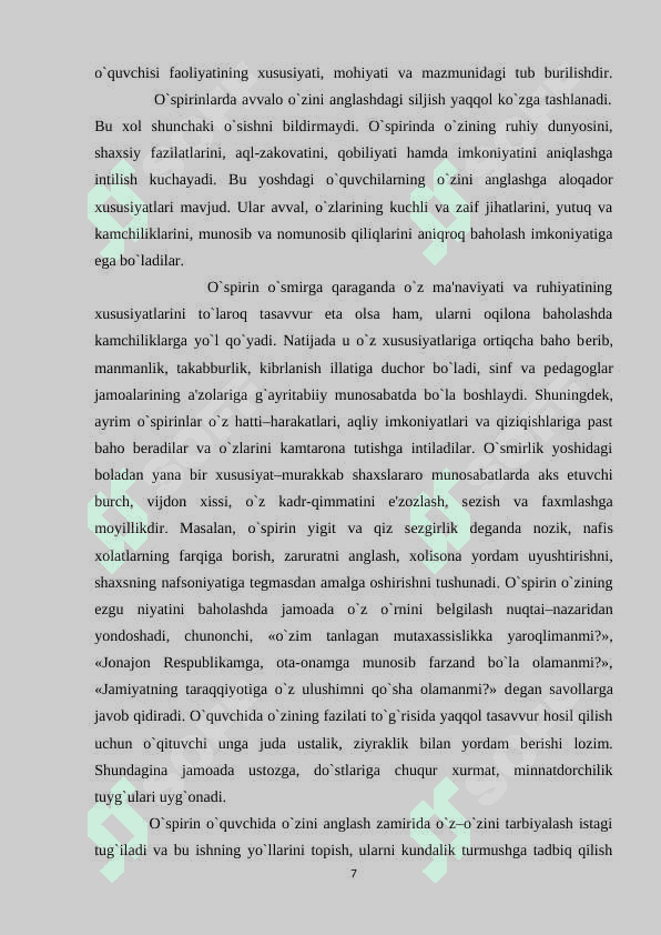 O`spirinlik yoshida do`stlik va sadoqat tushunchalarinnig shakllanishi 7
