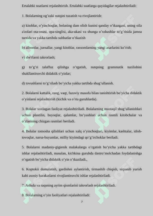 Maktabgacha ta’lim tashkiloti yillik ish rejasining moxiyati, maqsad va vazifalari 7