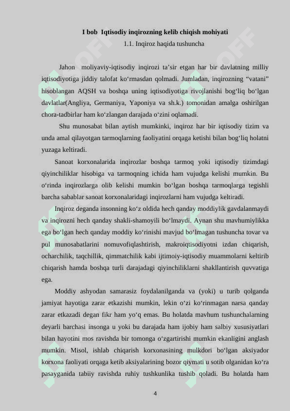 IQTISODIY INQIROZLAR, ULARNING TURLARI VA NAMOYON BO`LISH XUSUSIYATLARI 4