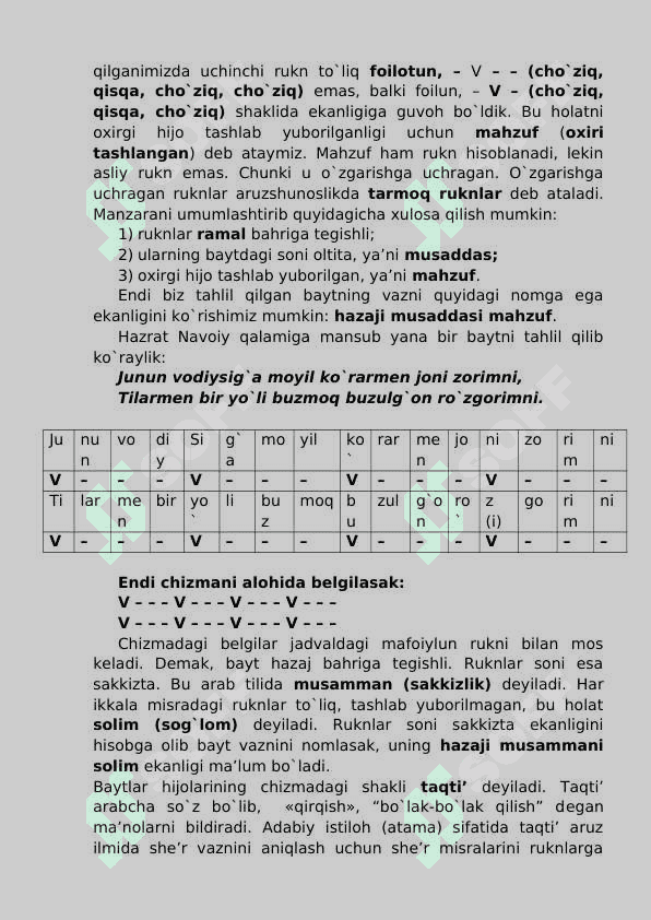 ARUZDA RUKN, UNING TUZILISHI VA TURLARI HAQIDA MA'LUMOT 4