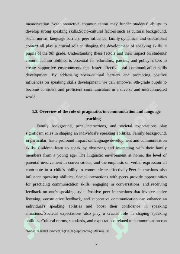 Socio-cultural problems of developing speaking skills of pupils of 9 grades 8