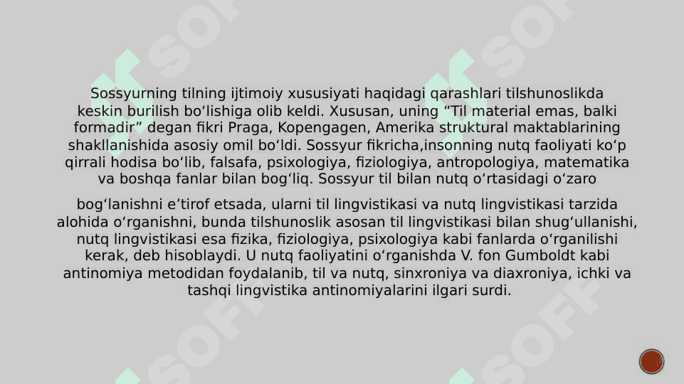 Ferdinand De Sossyur lingvistik nazariyasi. Tilshunoslikda strukturalizm. Til belgilar sistema sifatida. Semiotika va lingvosemiotika. Til sathlari birliklari 5