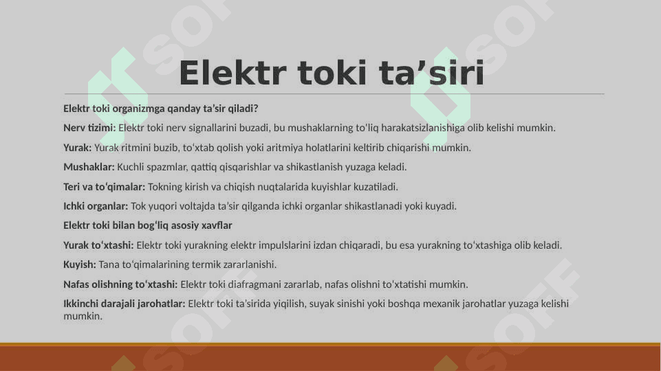 Elektr tokidan yoki boshqa jarohatlardan zararlanganlarga birinchi yordam ko‘rsatish 4