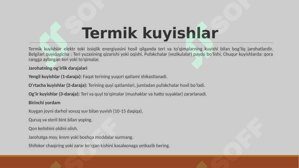 Elektr tokidan yoki boshqa jarohatlardan zararlanganlarga birinchi yordam ko‘rsatish 7