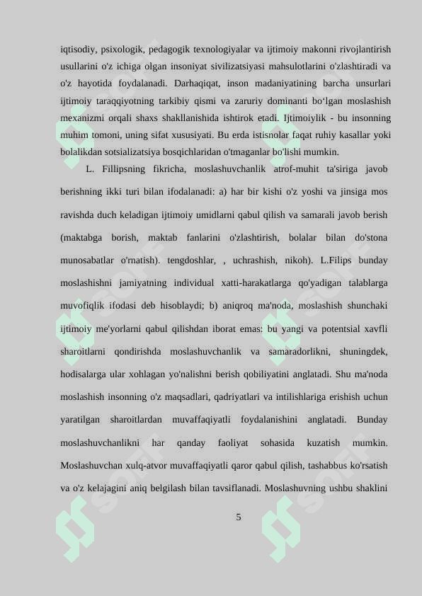 Adaptatsiya, dezadaptatsiya va readaptatdiya tushunchasi va ularning mazmun mohiyati 5