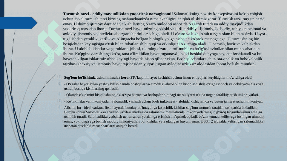 O’zbekiston respublikasida inson salomatligi oliy qadriyat sifatida 3