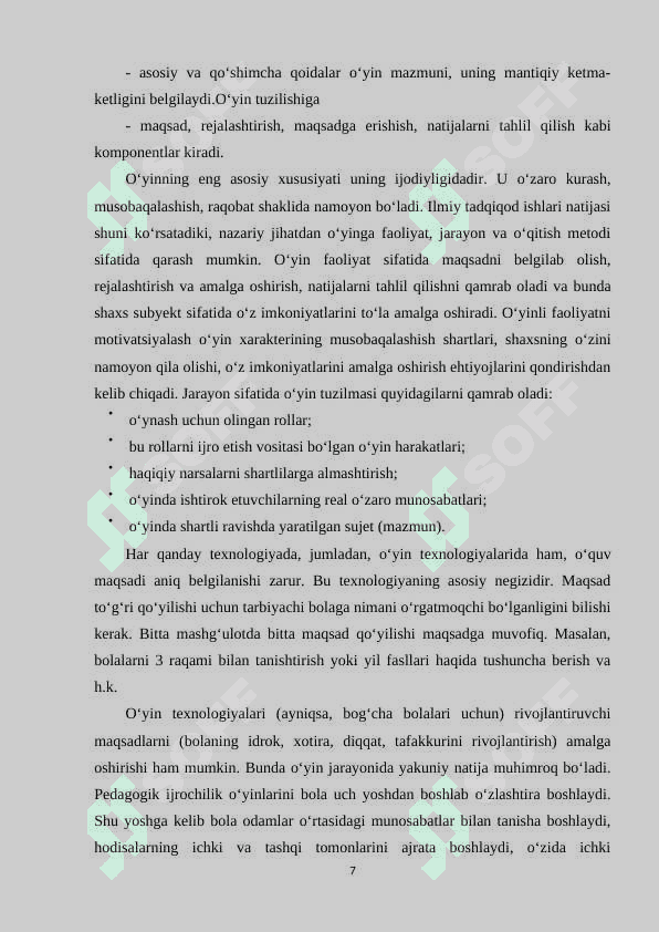 O‘YIN TEXNOLOGIYASI VA UNING VAZIFALARI 7