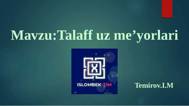 Talaffuz meyorlari 1