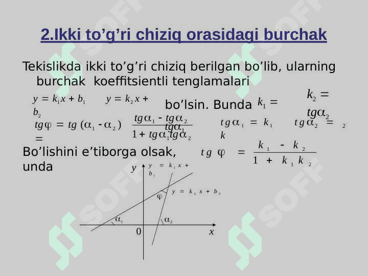 Fazoda ikki toʻgʻri chiziq orasidagi burchak 4