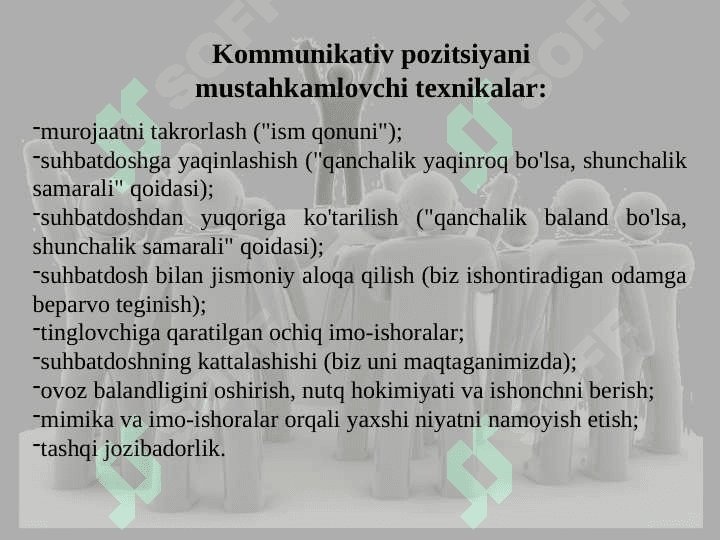 Ishontirishning og’zaki ta’sir etish turlari 8