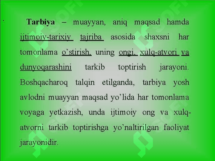 Turli yosh xususiyatlarida tarbiya jarayoni. 2