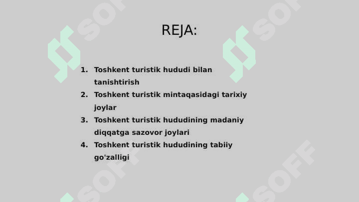 Toshkentning turistik mintaqasi imkoniyatlari 2