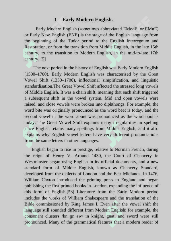 Language changes in Early new English 7