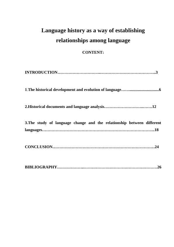 Language history as a way of establishing relationships among language
