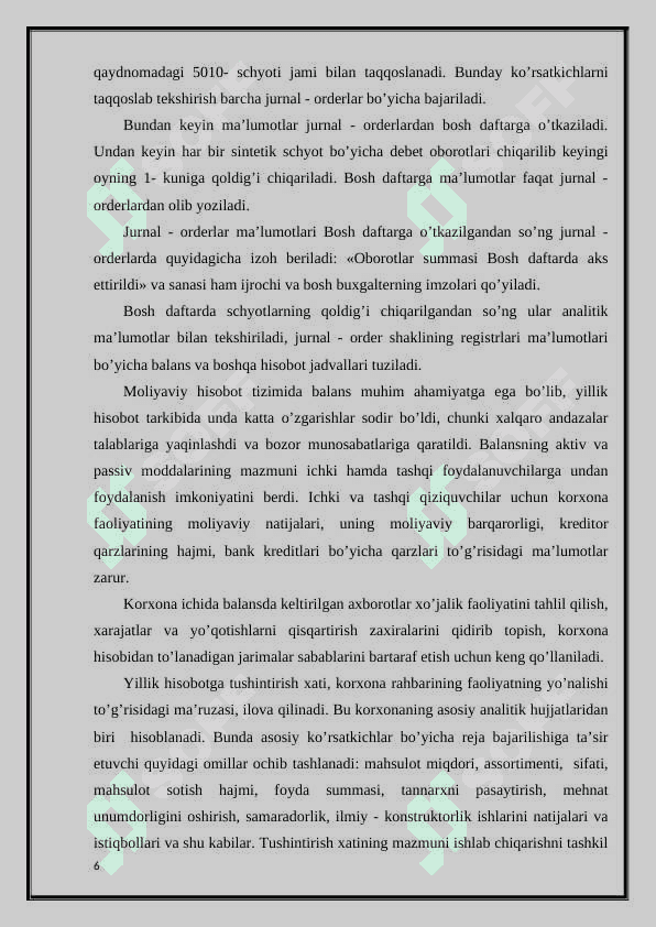 Moliyaviy hisobot funksiyalari. 6