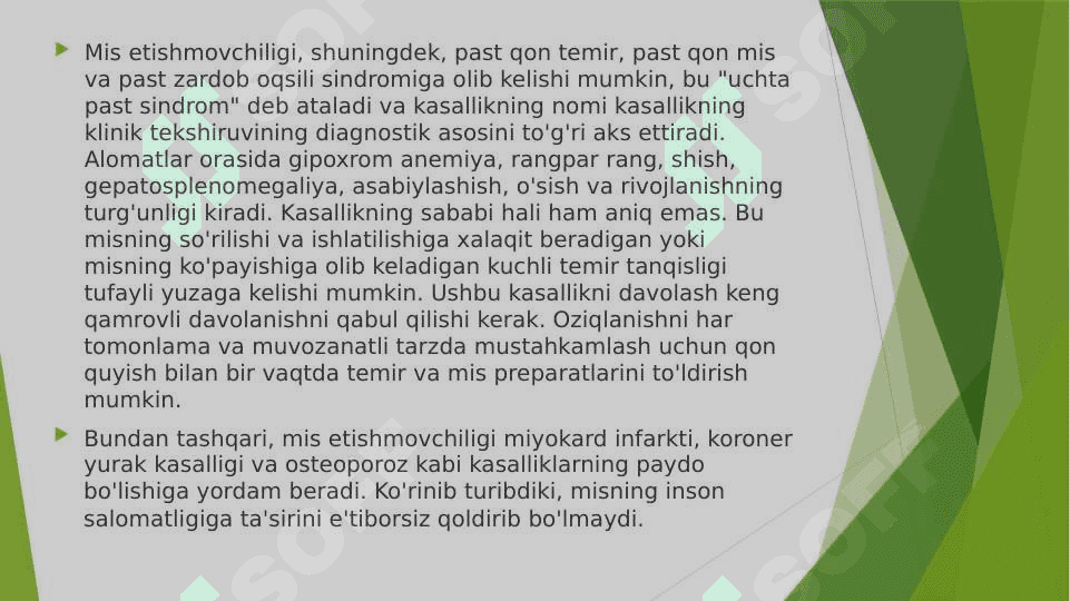 Mis kationi Cu kationini organizmdagi ahamiyati tibbiyotda qo’llanishi va dori vositalari tarkibida sifat hamda miqdorini aniqlash 3
