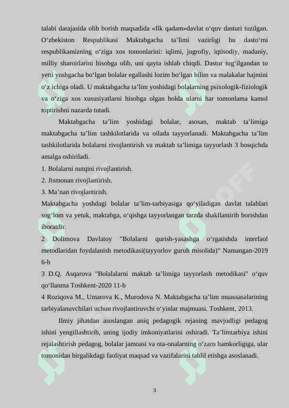 Ilk qadam takomillashtirilgan davlat dasturida bolalarning jismoniy rivojlanishiga qo‘yilgan talablarni guruhlarda o‘rganish 3