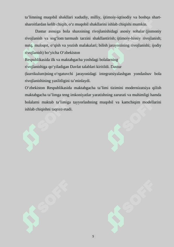 ”Ilm yo’li” variativ dasturi orqali bolani oilada maktabga tayyorlash 5