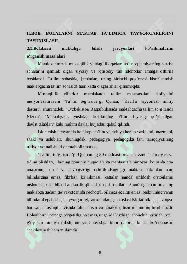 ”Ilm yo’li” variativ dasturi orqali bolani oilada maktabga tayyorlash 8