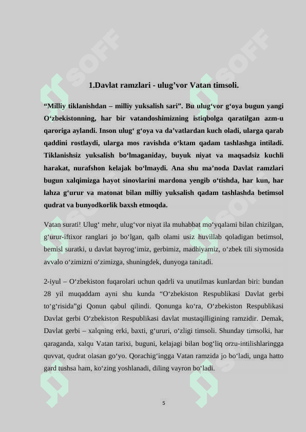 Davlat ramzlariga mehr uyg’otishga doir tadbirlarni tashkil qilish metodikasi 5