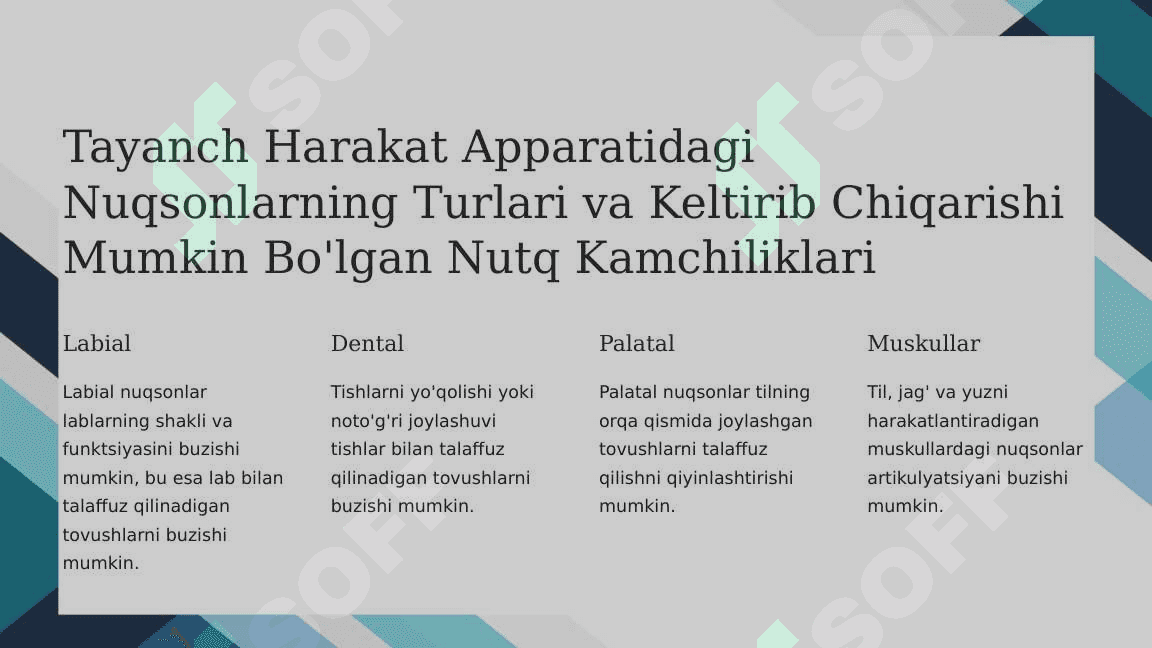 Tayanch harakat apparatining buzilishlari qibatidagi nutq rivojlanishini tashxislash 2