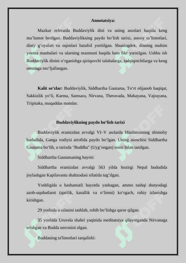 Buddaviylik dinining paydo bo‘lish tarixi, asosiy ta'limotlari, oqimlari va manbalari. #1 2