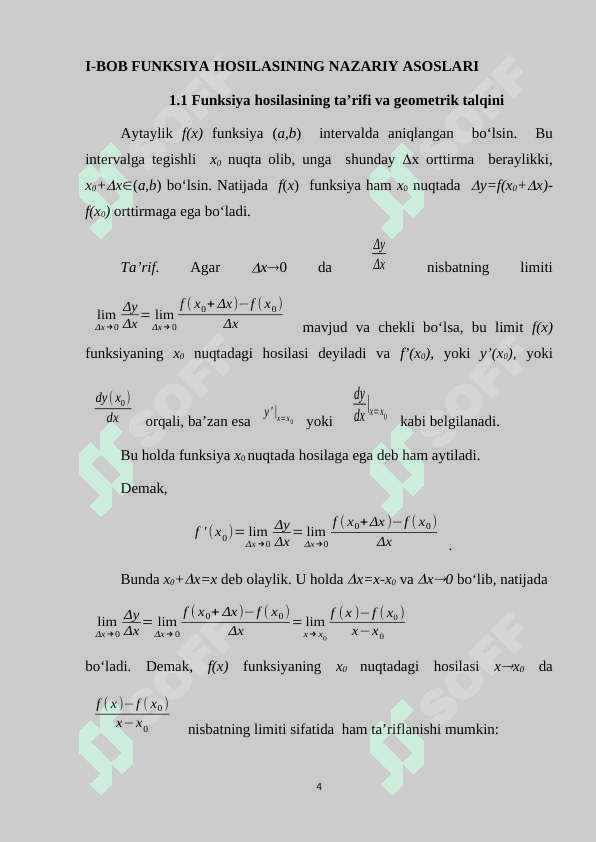 Funksiya hosilasini tadbiqi 4