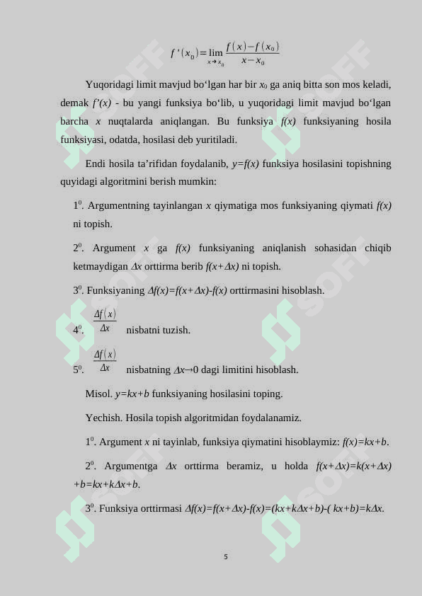 Funksiya hosilasini tadbiqi 5