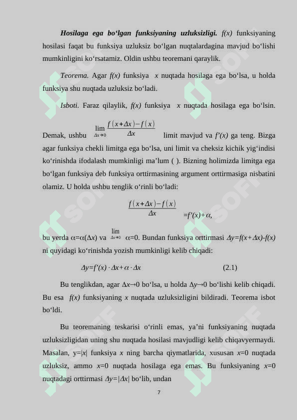 Funksiya hosilasini tadbiqi 7