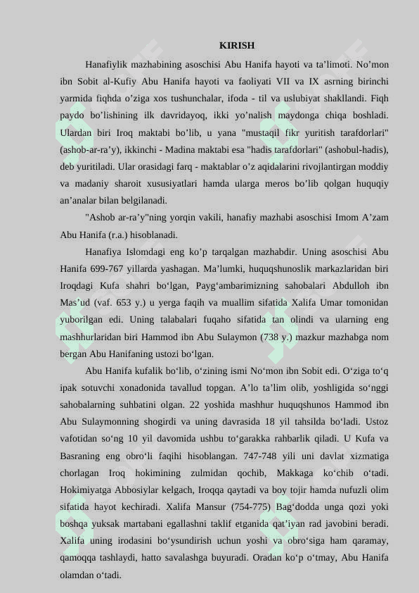 Markaziy osiyoda Hanafiya Mazhabining o’rni 2