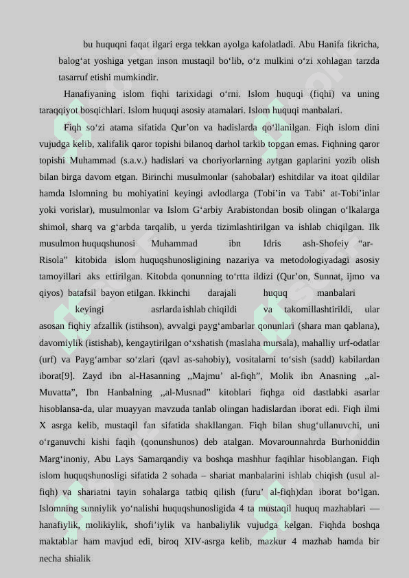 Markaziy osiyoda Hanafiya Mazhabining o’rni 4