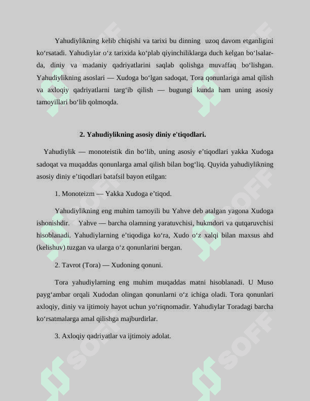 Yahudiylik ta'limoti, an'ana va marosimlari. #2 7