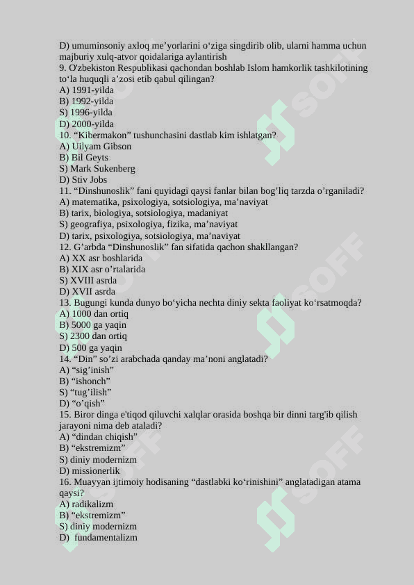 dinshunoslik test 2