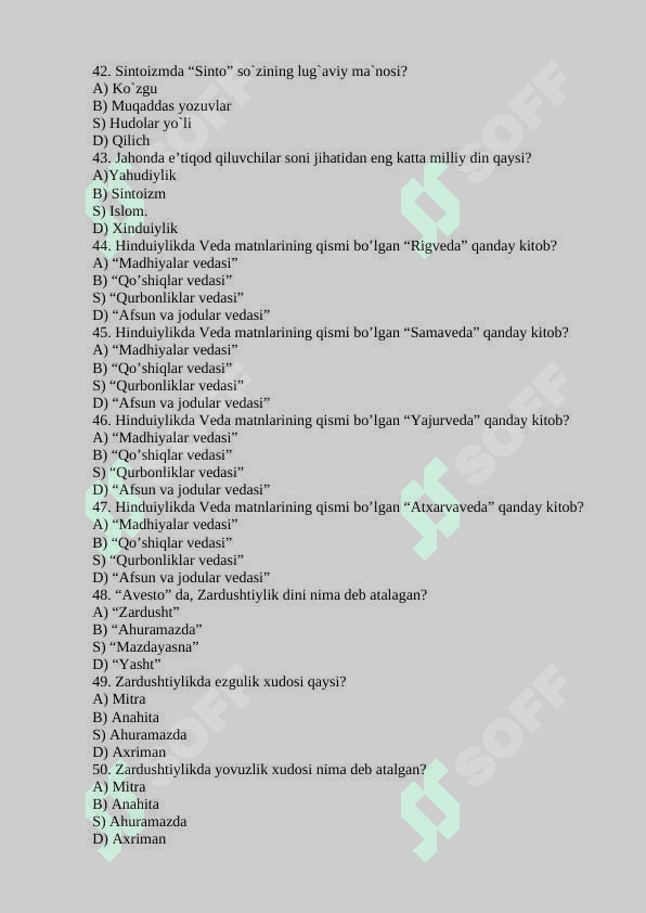 dinshunoslik test 6