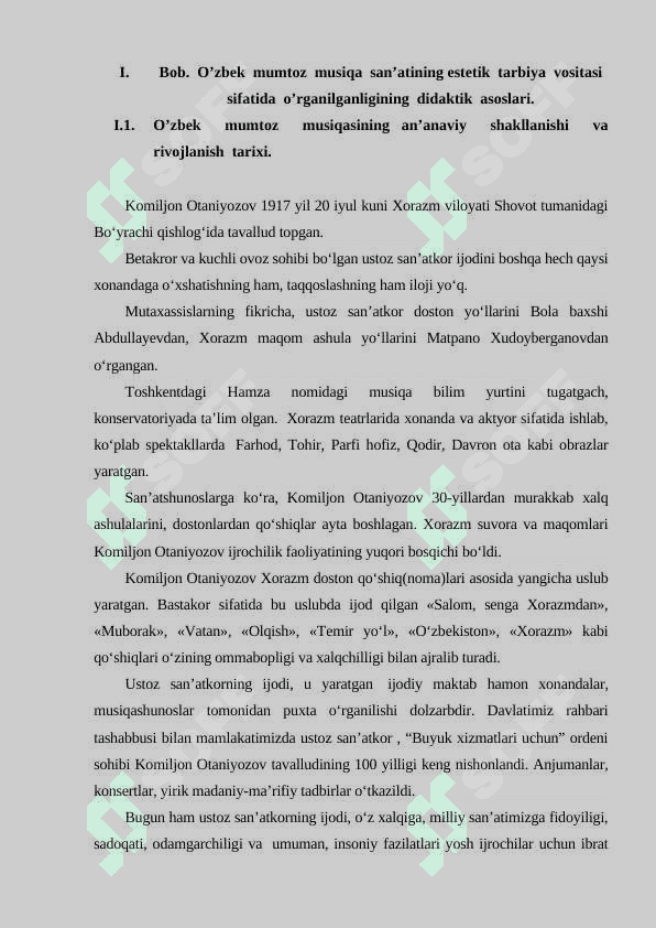 O'zbekiston xalq artisti Komiljon Otaniyozov ijod yo'lidagi musiqiy na'munalarning ijtimoiylashuvi va ta'siri 7