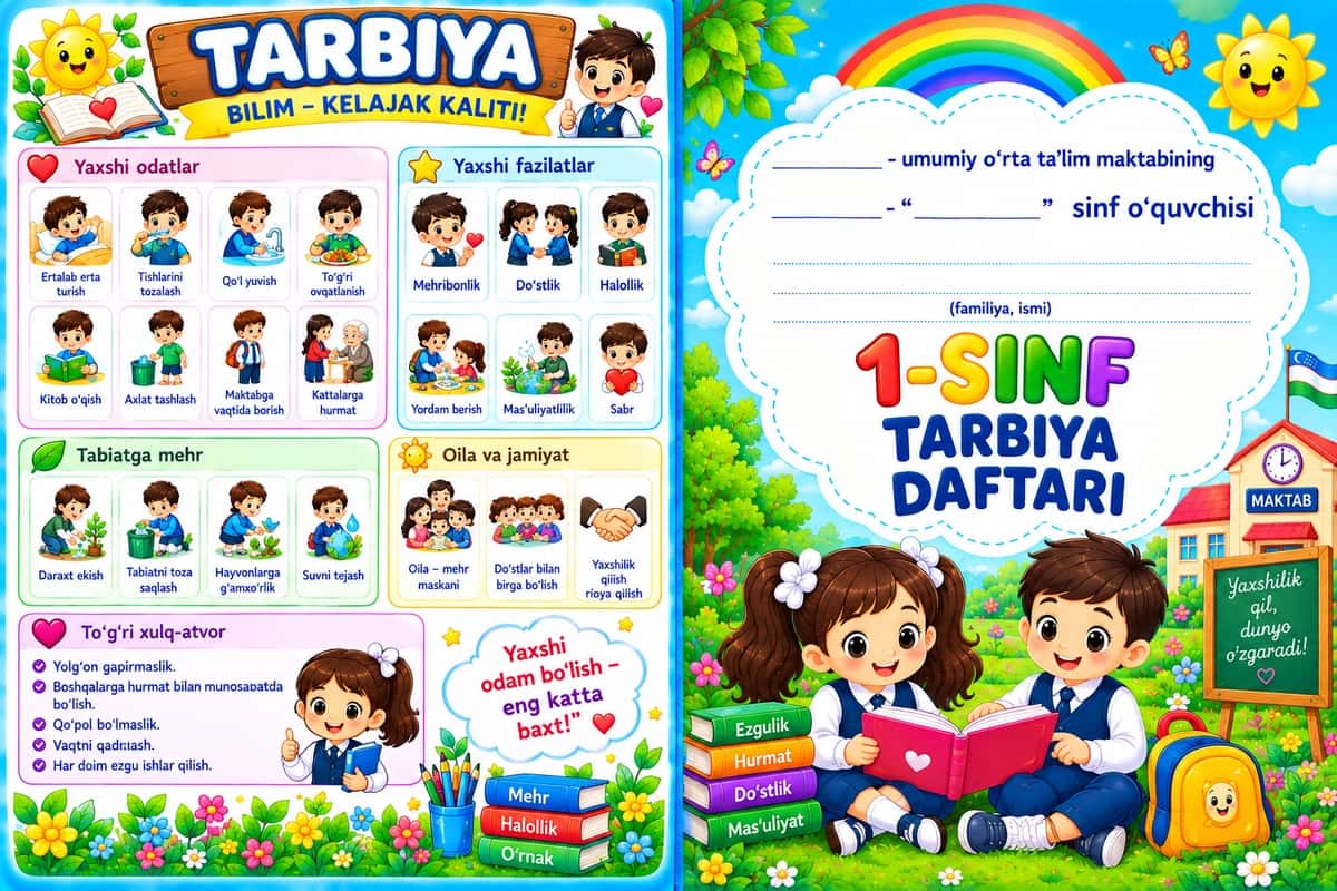 1-sinf uchun daftar muqovalari hamma fanga oid muqovalar 1