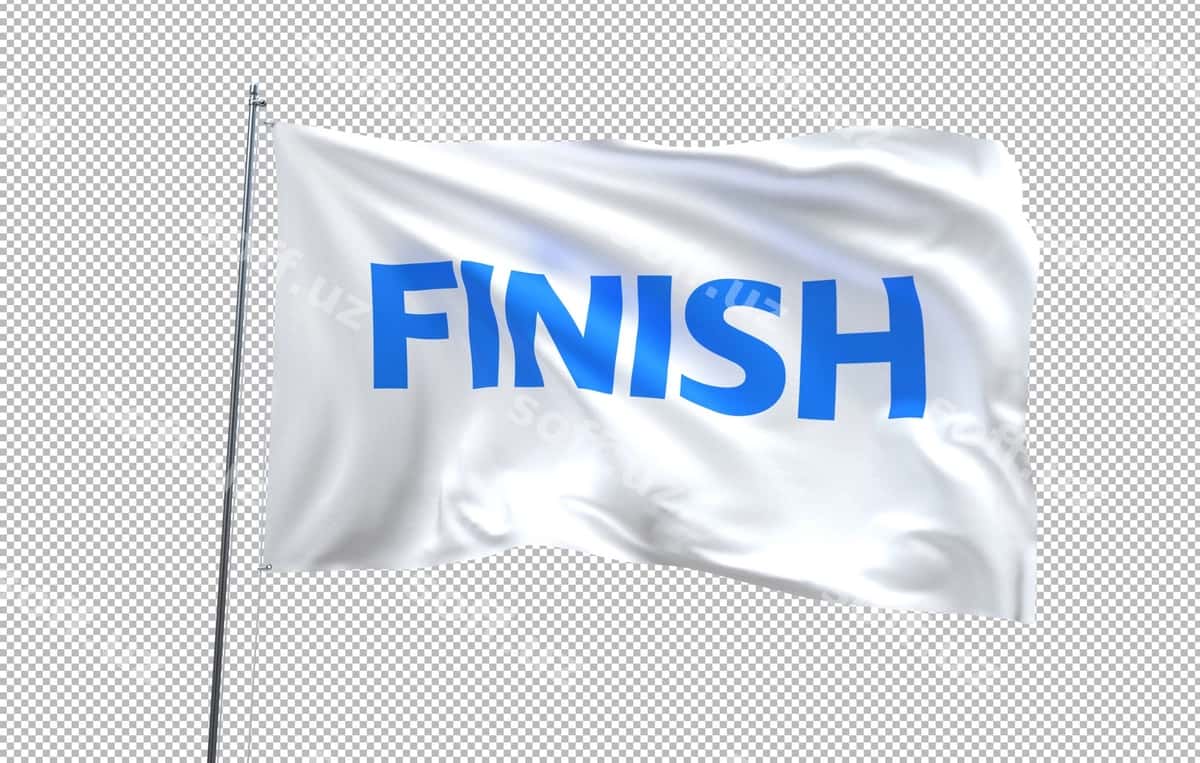 Yakun bayrogʻ namunasi shaffof | Finish flag mockup transparent 1