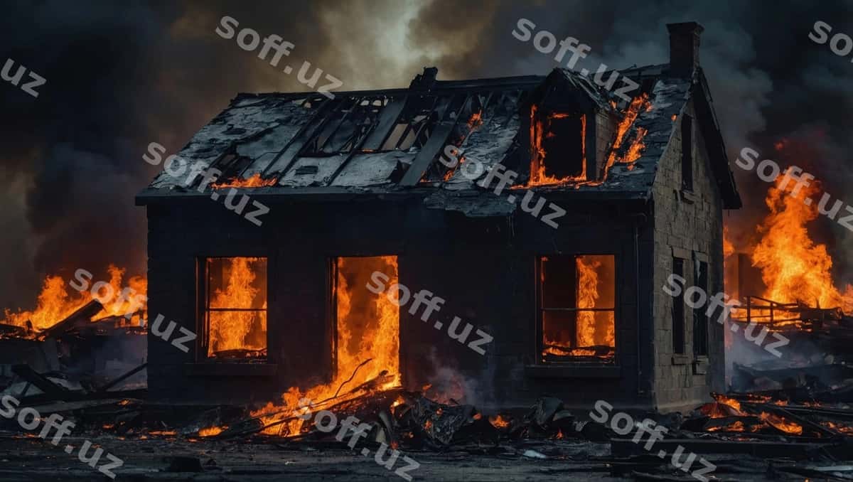 Od bino yondirilgan uy | Fire building burning house 1