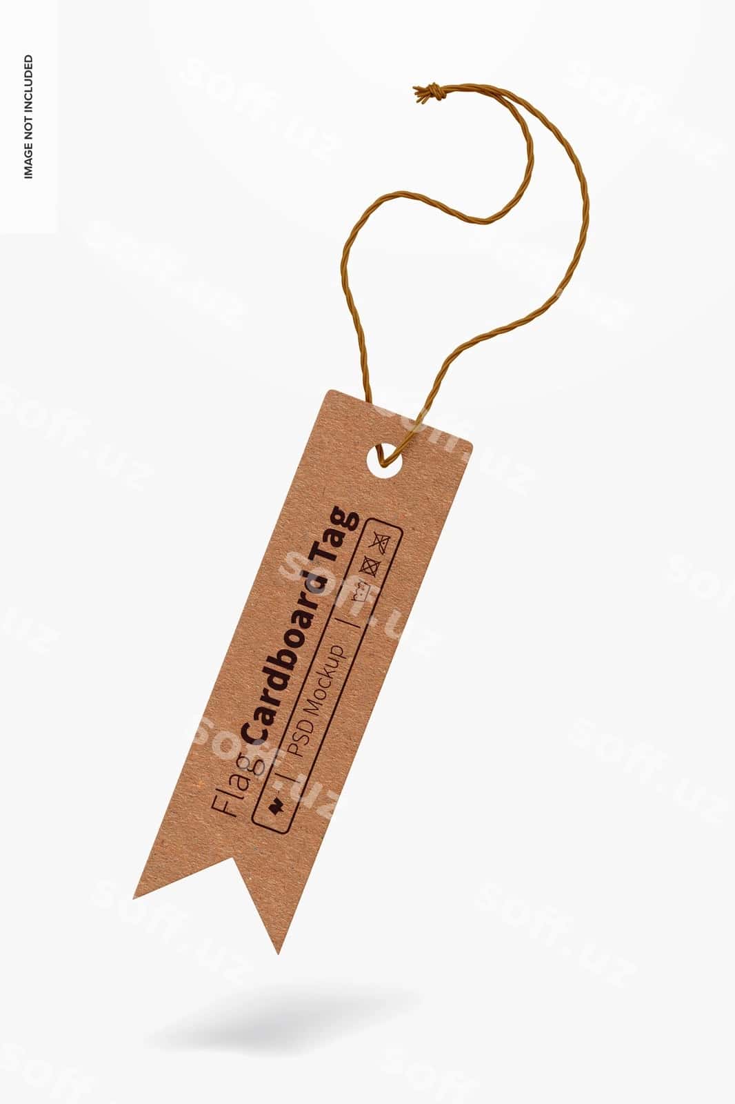 Bayroq shaklidagi karton belgisi namunasi tushayotgan | Flag shaped cardboard tag mockup falling 1