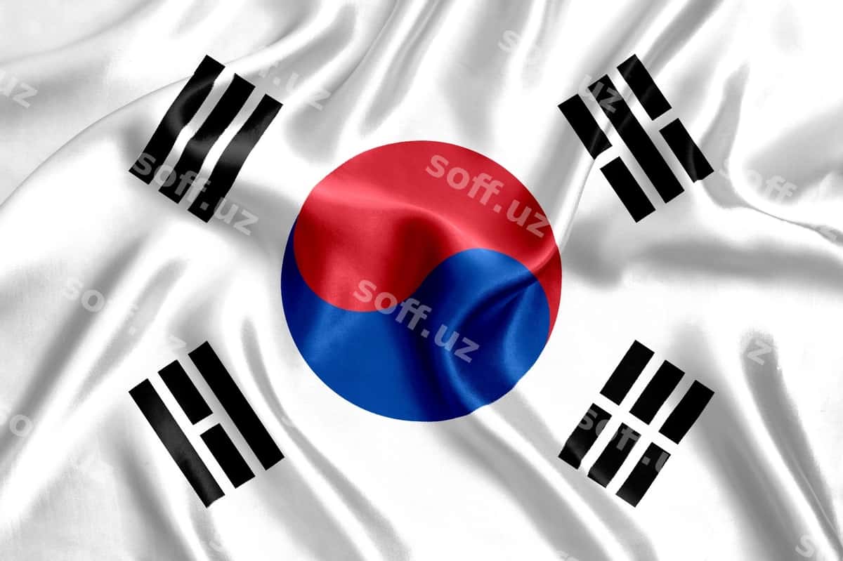 Janubiy Koreya bayrog'i ipak detallari | Flag south korea silk close up 1