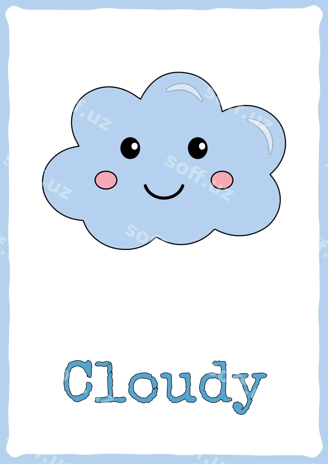 Flashkarta bolalar chiroyli ob-havo hodisasi bilan | Flashcard kids with cute weather event 1