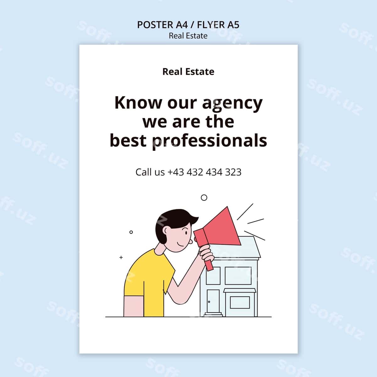 Tekis dizayn binolar shabloni | Flat design real estate template 1