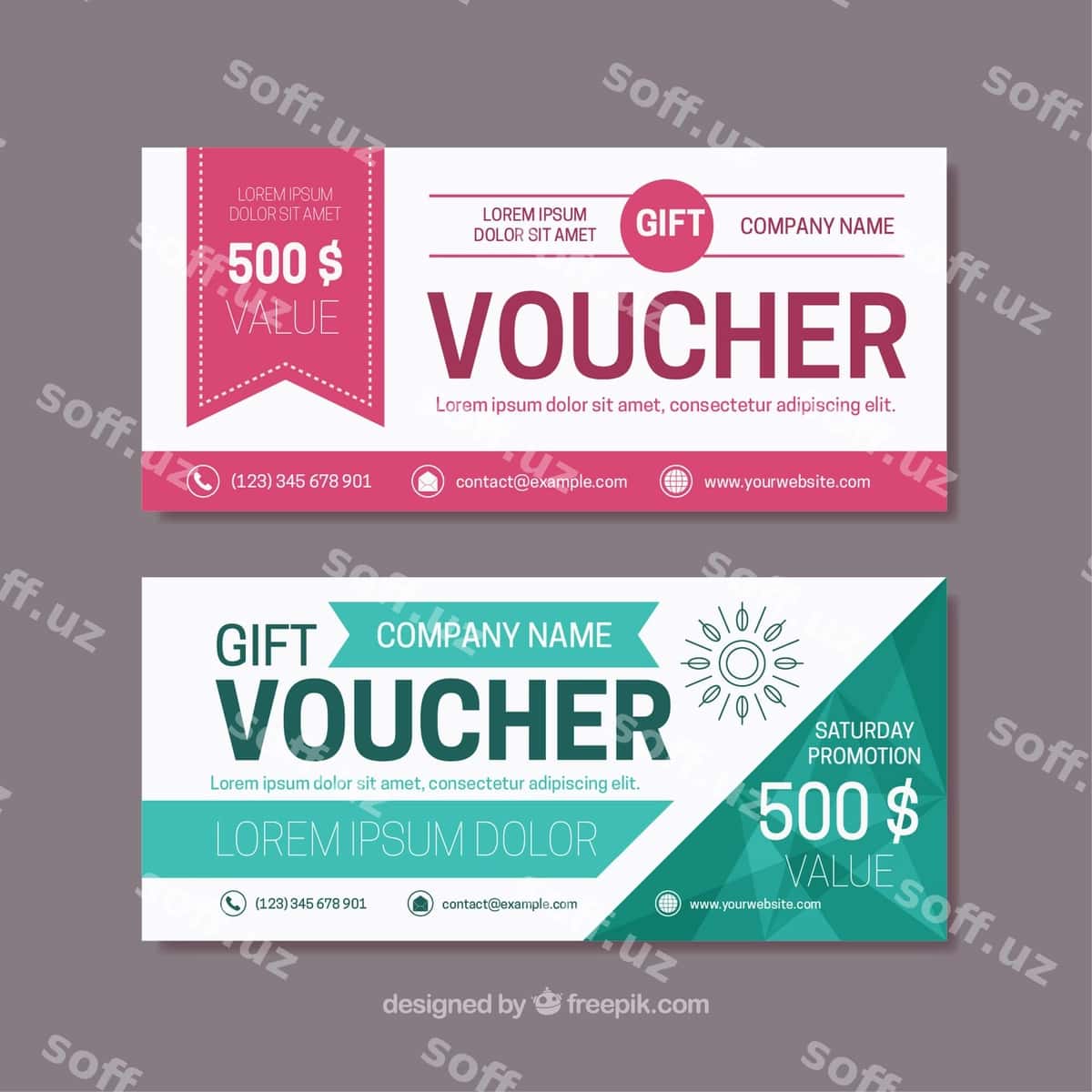 Rang detallari bilan tekis sovg'a vaucherlari | Flat gift vouchers with color details 1