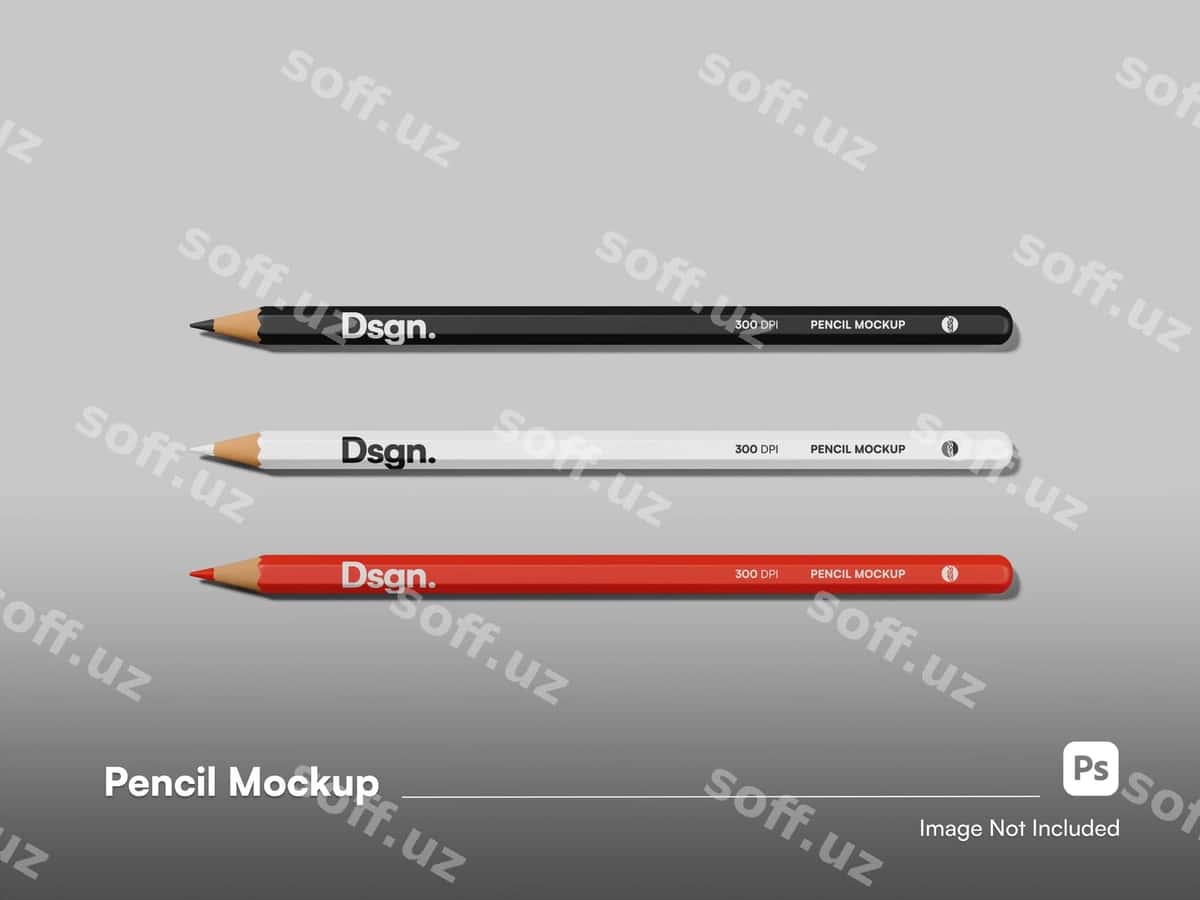 Yuqori ko'rinish realistik qalam ajraltirilgan mockup | Flat lay realistic pencil isolated mockup 1