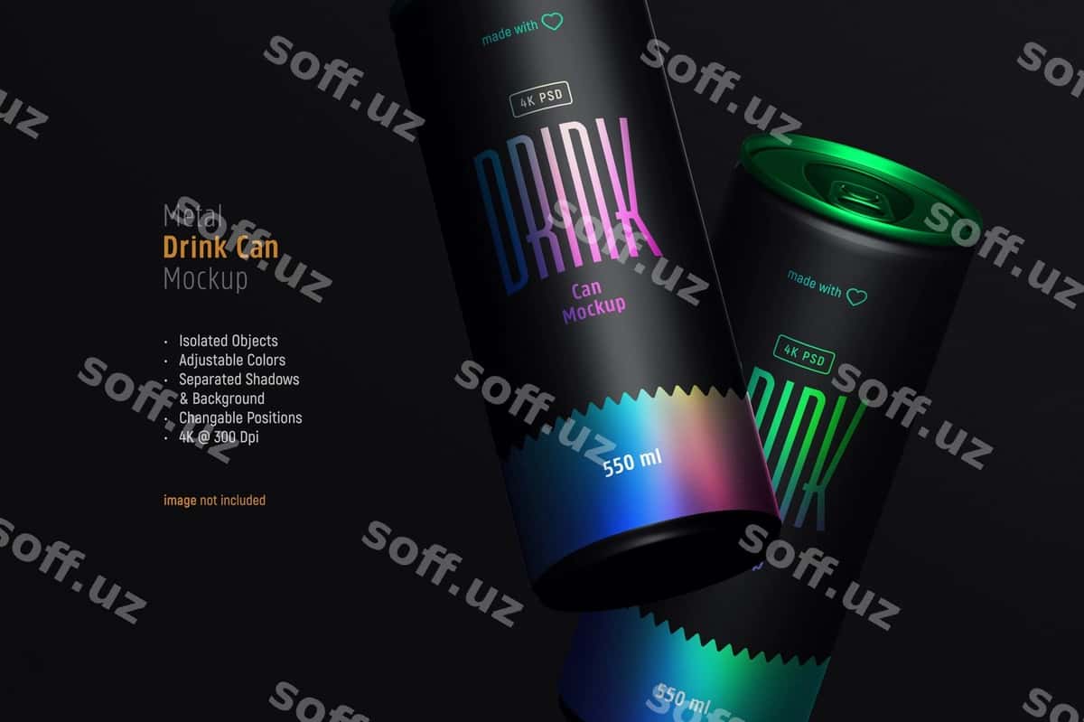 Suza ichimlik qutilari namunasi | Floating drink cans mockup 1