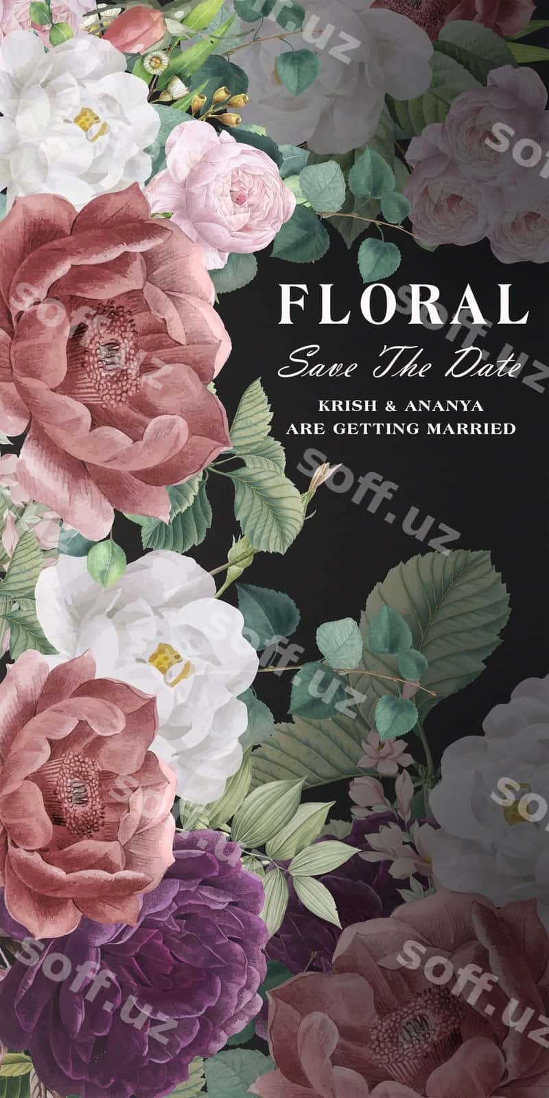 Floral fonda save date taklifnomasi | Floral background save date invitation 1