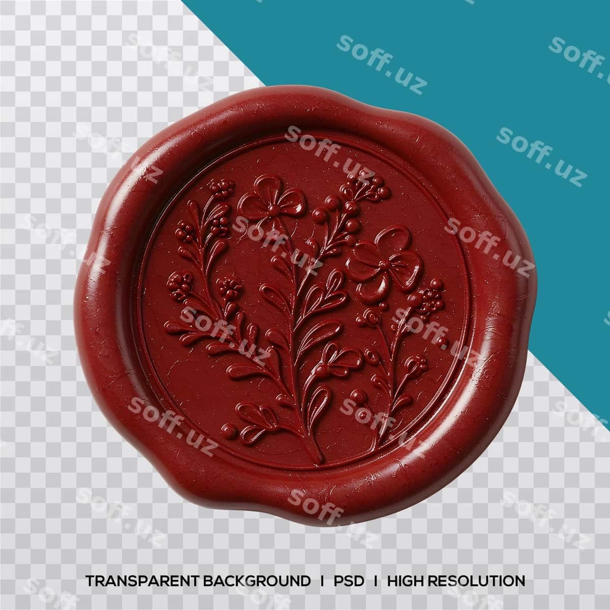 Gulli botanik dizaynli mum himi | Floral wax seal with botanical design 1